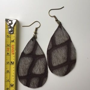 Cowhide Leather Teardrop Earrings